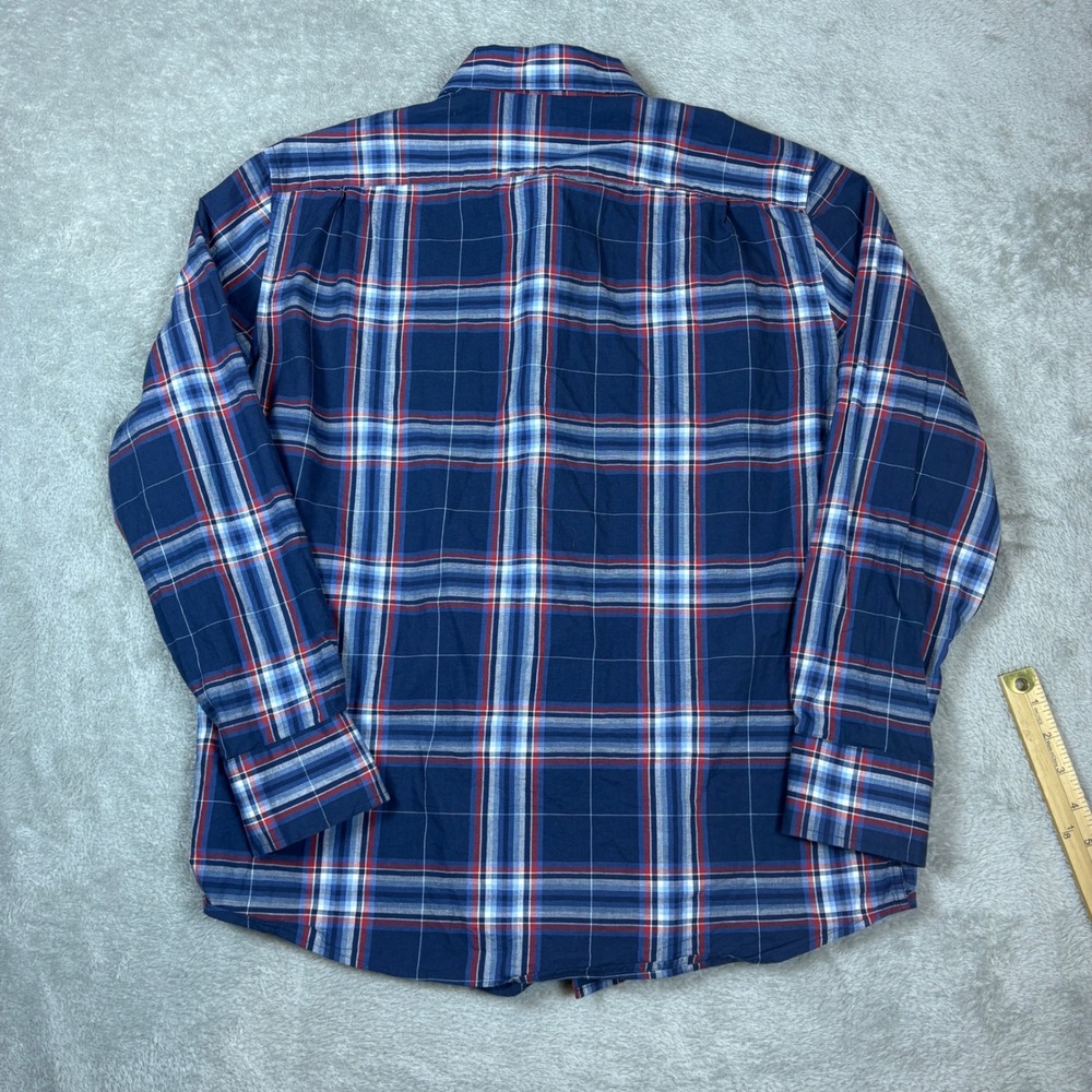Under 5'10 Shirt Mens M Button Down Plaid Navy Blue Casual Tailored Fit - Picture 2 of 7